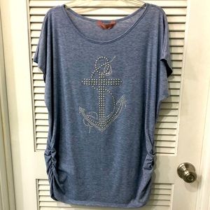 SJS Studded Anchor Raglan Sleeve Top - Soft T-Shirt / Tunic. So Comfy!